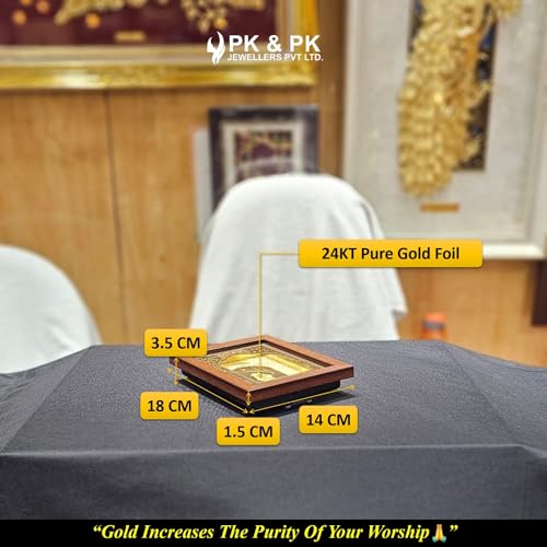 Image of Pk & Pk Jewellers Radha Krishna | 24KT Gold Frame | Temple Collection | Extra Small Size [14x18 cm] (For Premium Gift, Temple, Table Decor, Home Decoration)