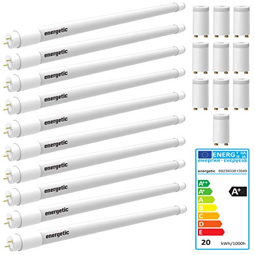 Preisvergleich Produktbild 10er Set Energetic LED Röhre 120cm Leuchtstoffröhre 1890 Lumen Leuchtstofflampe Warmweiß Stabröhre Neonröhre G13