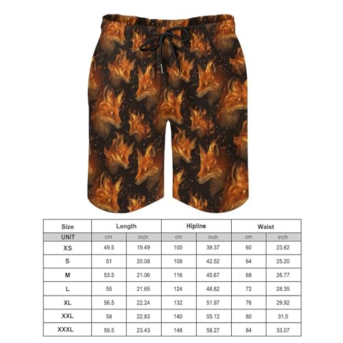 Hawaiian Shorts for Men - Comfy Cool Fox Fire Print Mens Swim Trunks Bathing Suits with Mesh Lining2