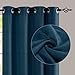 jinchan Linen Textured Curtains 84 Inch Length 2 Panels for Living Room Grommet Top Blue Room Darkening Drapes for Bedroom Thermal Insulated Window Curtain Set