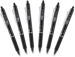 Pilot FriXion Clicker 0.7mm, Erasable Gel Pens, Fine Point, Black Ink, Pack Of 6