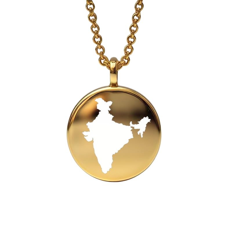 Dije de la Tierra con mapa de la India para viajeras, medallón de plata y oro para diario