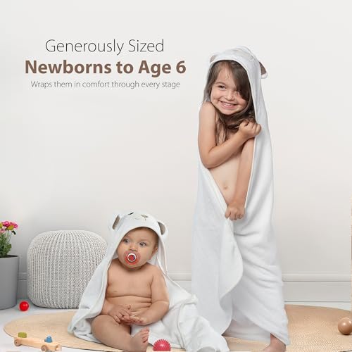 Image of Hooded Baby Towels for Newborn & Toddler - Super Soft Baby Bath Towels with Hood, Highly Absorbent Viscose Made from Bamboo Hooded Towel for Boys, Girls, Newborn Essentials