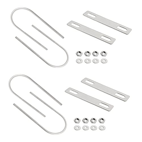 Image of Round U-Bolts 2.56 inch(65mm) Inner Width M6 Thread 304 Stainless Steel Silver with Plates Nuts Flat Washers for Car /RV /Trailer Bumper, 4Pcs