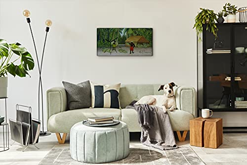 Horloge sur toile 60x30cm Jungle Hut Palms avec aiguilles noires pour décoration murale - 5