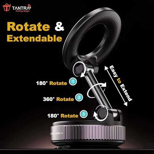 Image of TANTRA Strong Magnetic Phone Holder for Car with Vacuum Suction Mount for Your Car, Magnetic Phone Mount Compatible with All Smartphone