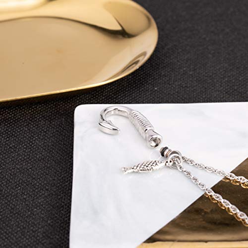 Fish hook Cremation Urn Pendant Memorial Necklace for ashes Fish Urn cremation necklace2