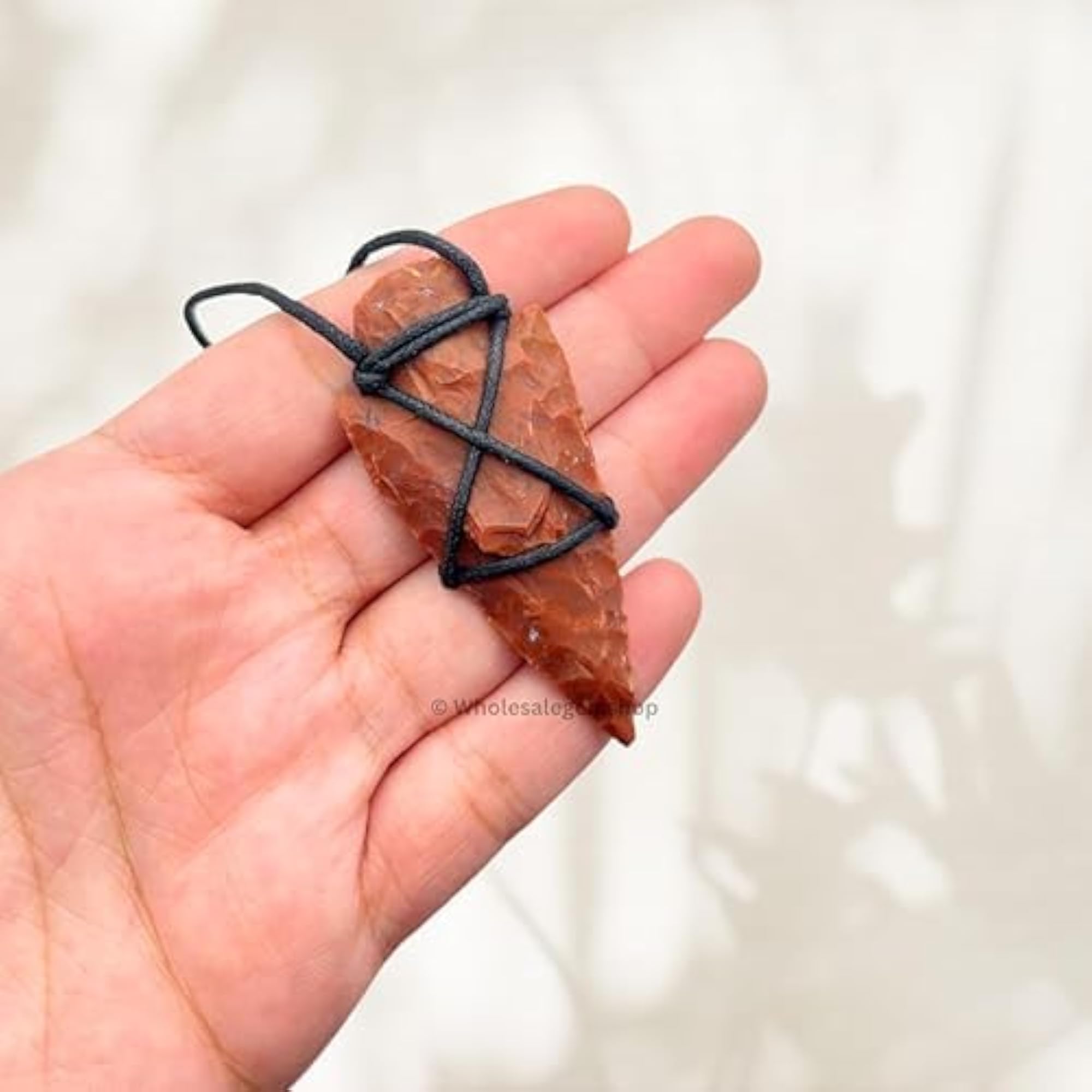 Natural Agate Arrowhead Pendant Necklace, Raw Gemstone