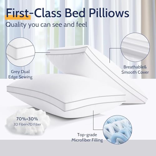 Image of ROUMEA Pillows King Size Set of 4,Gusseted Bed Pillows for Sleeping