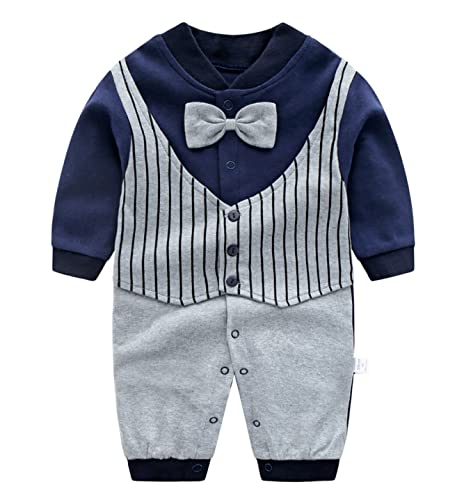 Minizone Bambino Pigiama in Cotone Ragazzi Pagliaccetto Manica Lunga Jumpsuit Tutine 0-3 Mesi