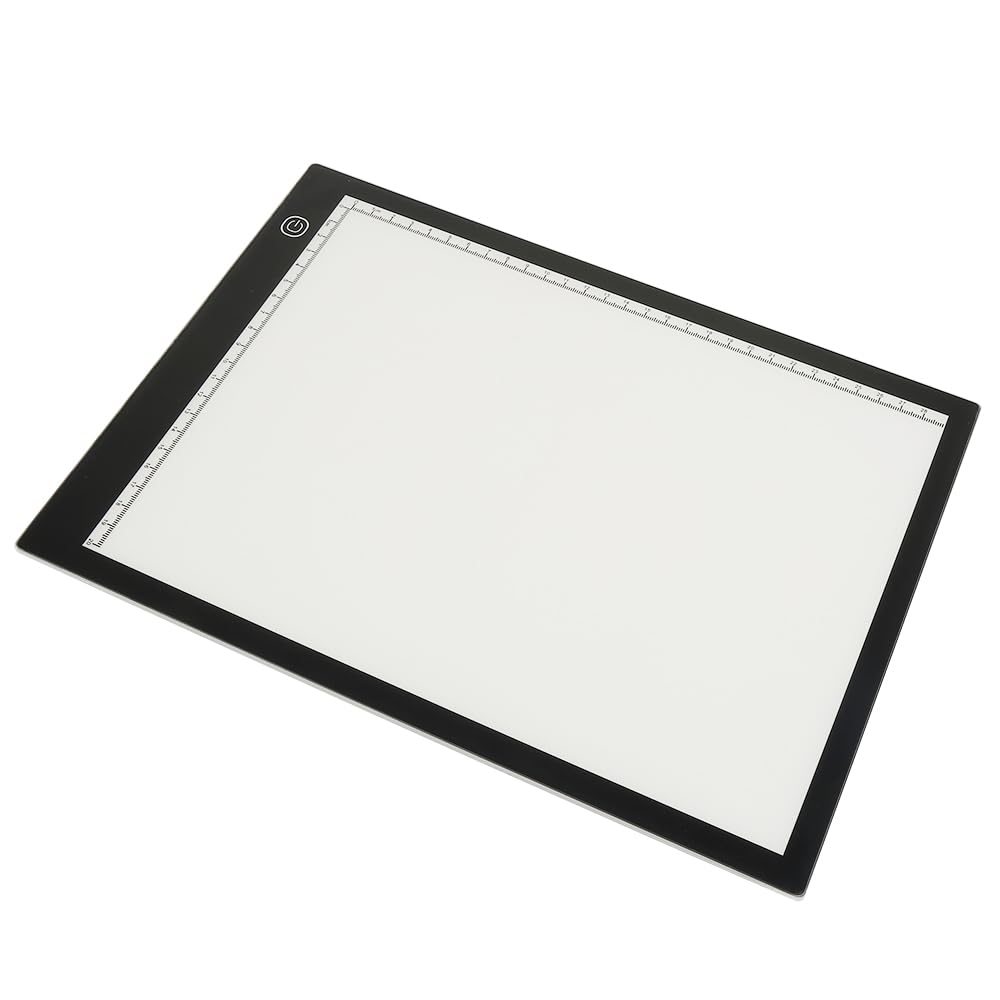 Mesa de luz A4,Tablet para dibujar, LED mesa de para pintura de diamantes y dibujo detatuajes,Block dibujo,Visión protectora,35,5 x 23,5 x 0,4 cm (A4 con escala)