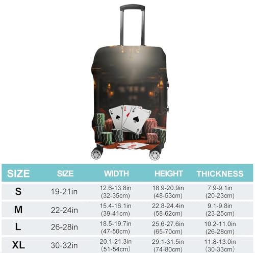 Poker Tournament Elastic Luggage Cover Suitcase Protector for 19-32 Inch Suitcases | Universal Stretchable Travel Bag Cover | Anti-Scratch, Washable with Zipper Closure S2