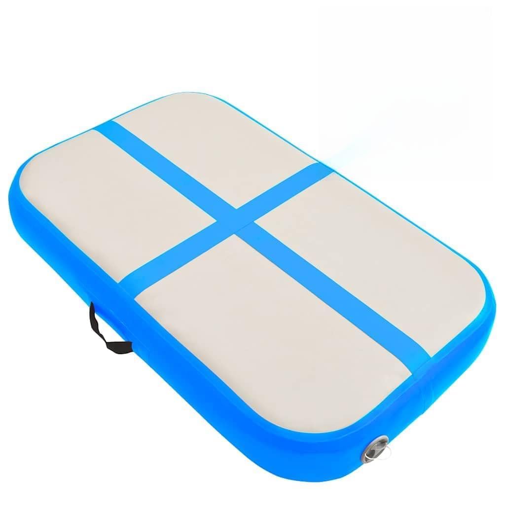 Aufblasbare Gymnastikmatte mit Pumpe, x x, hochdichtes PVC Grün, Turnmatte, Fitnessmatte, Trainingsmatte, rutschfest, stoßdämpfend für Zuhause, Studio und Reise