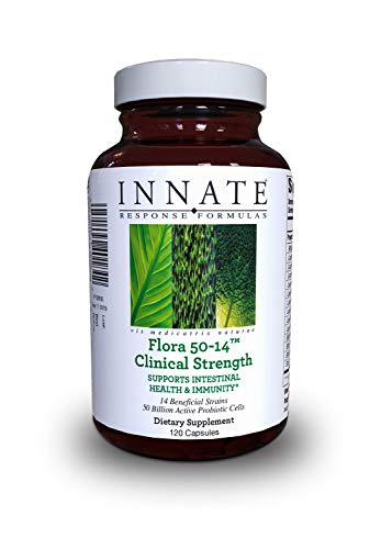 INNATE Response Formulas, Flora 50-14 Clinical Strength, 50 Billion CFU Probiotic, Vegan, Non-GMO, 120 Capsules (120 Servings)