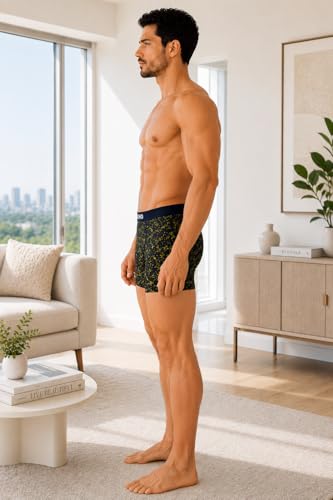 Image of BONO Men's Printed Trunks Regular Fit Cotton Blend Anti-Bacterial Microfibre Comfortable Waistband Underwear