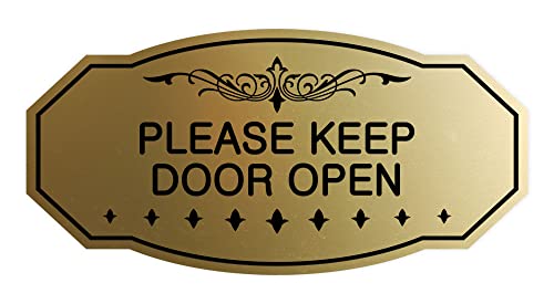 Panneau victorien haut de gamme Please Keep Door Open doré brossé L