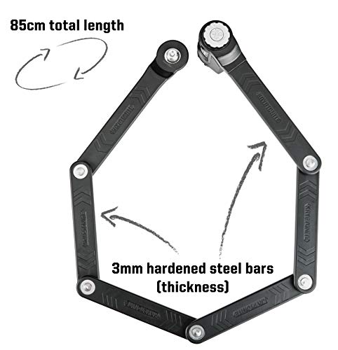 Image of Kryptonite Keeper 585 Folding Combo Bike Lock, Compact High Security Foldable Bicycle Lock with 4-Digit Resettable Combination, Frame Mount for E-Bikes Scooters Road Mountain Bikes, 85cm (33 in) | bike-locks