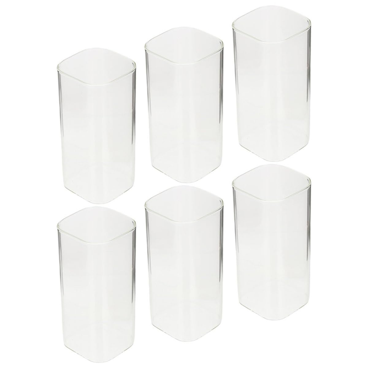 SHINEOFI Bicchieri Quadrati in Vetro Borosilicato Resistenti a Sbalzi Termici Set 6 da 250ml Versatili per Acqua e Tè, per Occasioni Eleganti