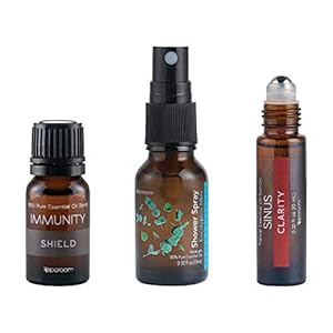 SpaRoom Immunity Travel Kit, Immunity Essential Oil Blend, Eucalyptus Mint Shower Spray, Sinus Topical Roll-on
