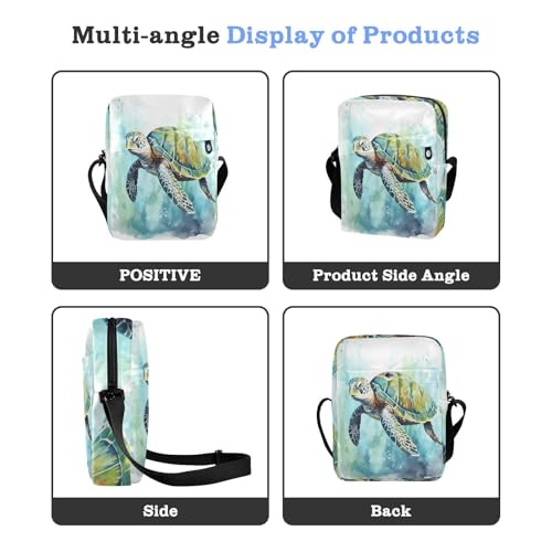 men's messenger bag mens crossbody bag Womens Cross Body Purse Adjustable Strap for work work - Green Sea Turtle4