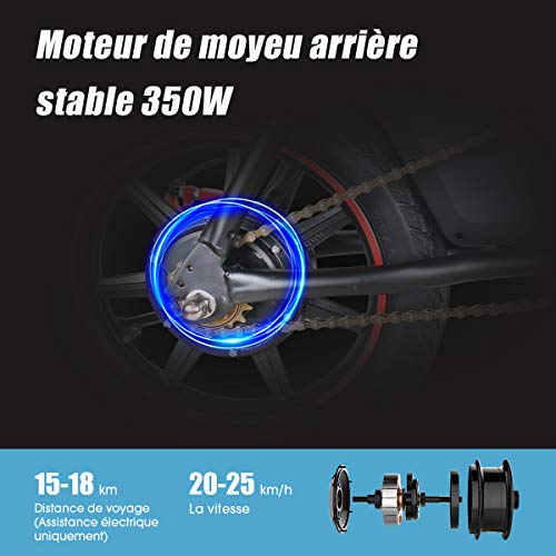 Windgoo Elektrische fiets, inklapbaar, 14 inch, voor volwassenen, inklapbaar, motor 350 W, snelheid tot 25 km/u, bereik… - Afbeelding 6
