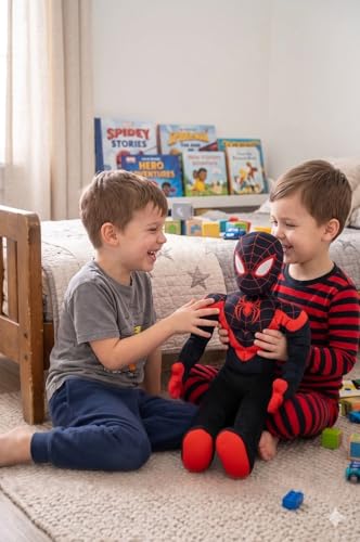 Image of Marvel Spider-Man Miles Morales Plush Pillow Buddy, Kids Character Pillow for Bedroom and Playroom, Soft Polyester Superhero Plush Toy for Naptime, Bedtime and Travel