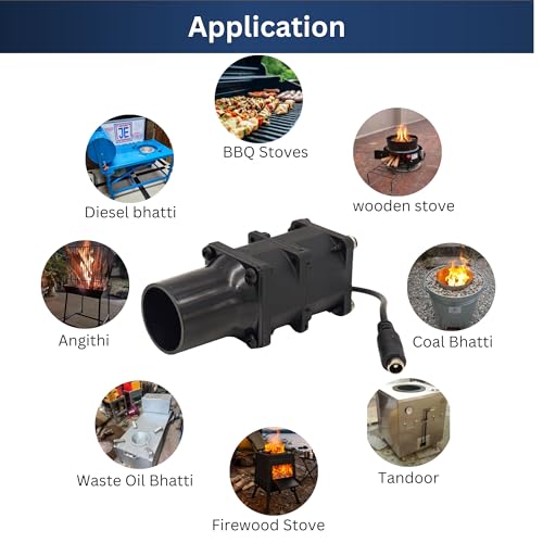 Image of High Speed BBQ Air Blower Fan, 23000 RPM, 4V-12V Adjustable Speed Controller, 4 Ball Bearing DC Motor, for BBQ Grill, Tandoor, Coal Bhatti, Angithi, Sigdi & Wood Stove, 24W