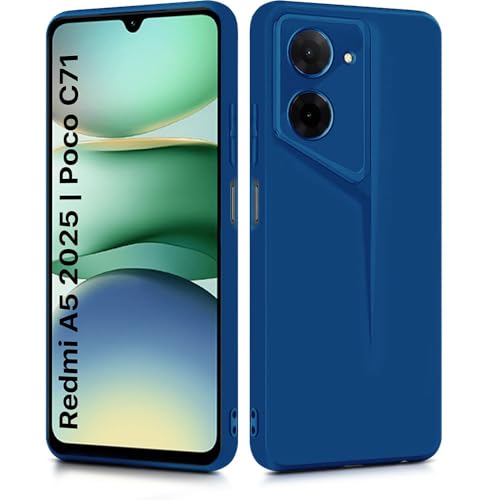 Image of WOW IMAGINE Slim Back Cover for Redmi A5 | Poco C71 | Blade Series Ultra Thin Case with Lightweight Design | Camera Protection | Soft Matte Silicone Flexible Mobile Case - Blue