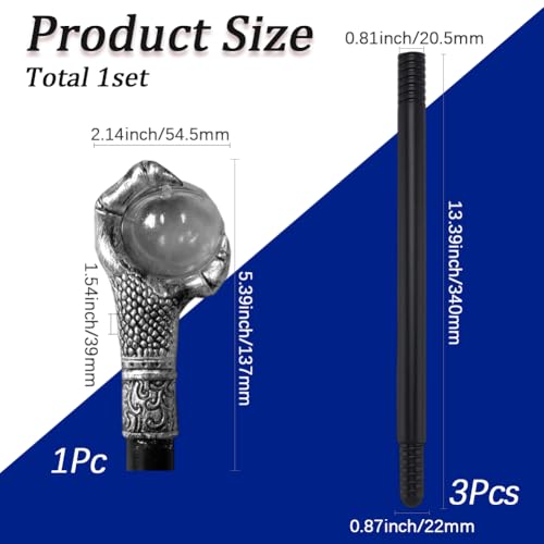 Image of GORGECRAFT 103.9cm Dragon Claw Cane Egyptian Staff Scepter Detachable Vintage Walking Sticks with Antique Silver Claw Head Plastic Cosplay Wand for Witches Wizards Halloween Dress Up Party Accessories