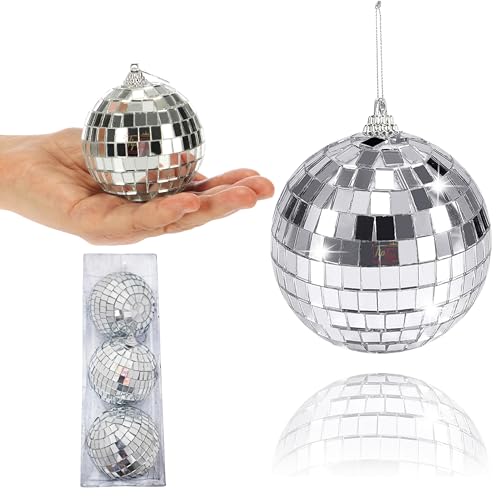 Image of Premium Mirror Disco Ball Hanging Party Centerpieces (Handmade) (8 cm (3 pcs) (3 inch))