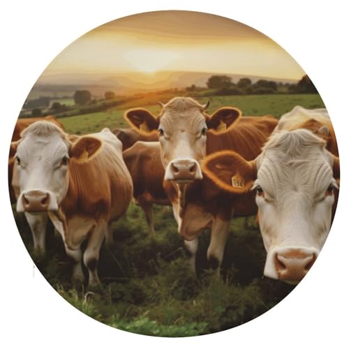 Coussin de sol de méditation rond imprimé vaches en mousse 39 cm