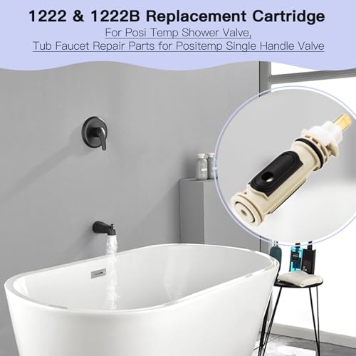 1222 Replacement Cartridge Kit for Moen One-Handle Posi Temp Faucets, Compatible with Moen Tub Shower, Durable Brass & Plastic