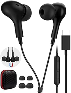 TITACUTE USB C Headphone for Samsung A53 A33 S22 S23 S21 S20 FE USB Type C Earphone with Mic Magnetic Remote Control Noise Canceling Stereo Wired Earbud for iPad Pro Air Mini 6 Pixel 7 5 OnePlus Black