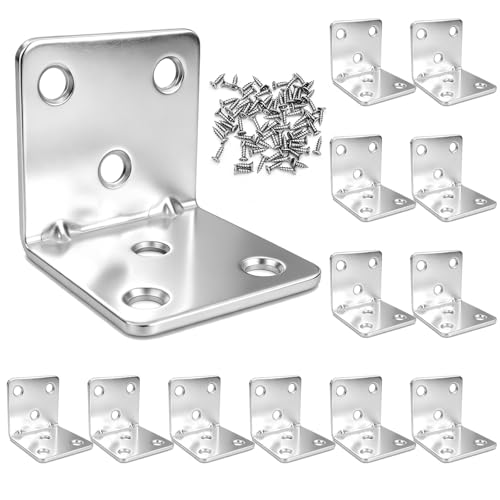 12 Pcs L Brackets for Wood 40x40x40mm Heavy Duty Angle Bracket 2mm Thick Right 90 Degree Mmetal Brackets for Wood with 72 Screws Ideal for DIY Furniture Fixations Repair