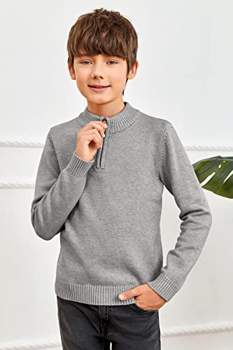 GAMISOTE Boys Sweater Quarter Zip Up Chunky Knit Mock Neck Warm Pullver Kids Knitwear2