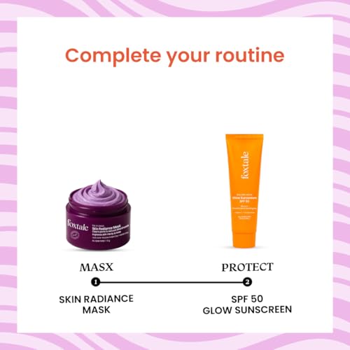 Image of Foxtale De-tan and Shield Duo | Skin Radiance Mask 12g + Glow Sunscreen SPF 50 PA++++ 30ml | Removes tan & blackheads + Brightens | Brightens & protects skin with Vitamin C & Niacinamide