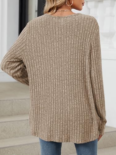 Image of Wowcarbazole Women's Long Sleeve Cardigan Open Front Casual Knit Sweaters Button Down Tops Lightweight Fall Outfits
