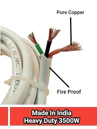 Image of 3 CORE PURE COPPER WIRE CABLE 2.5MM 15 METER ORIGINAL ISI MARK FOR A.C /HOME DOMESTIC AND INDUSTRIAL USES PVC ELECTRICAL AC INSTALLATION (25 METER)