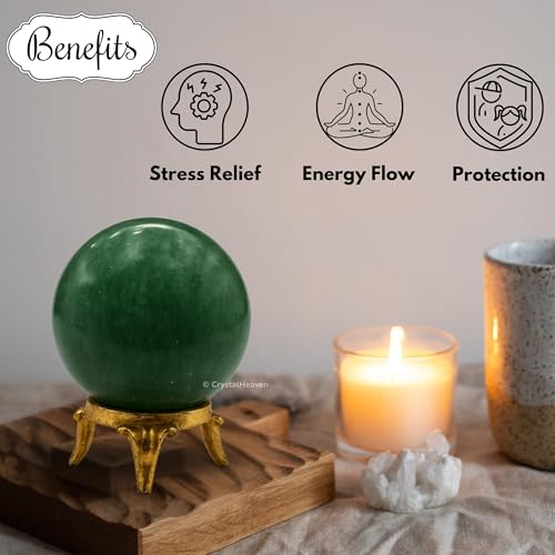 Image of Certified Green Strawberry Quartz Crystal Ball for Meditation - Premium Crystal Vastu Items for Home and Feng Shui Items for Good Luck - Ideal for Pooja Supplies and Spiritual Practices (2 inch Inch)