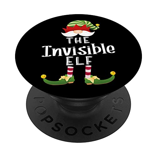 Invisible Elf Group Christmas Funny Pajama Party PopSockets Swappable PopGrip, Black