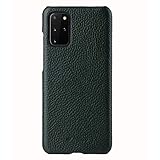 Melkco Back Snap Series Lai Chee Pattern プレミアム レザー スナップカバー ケース Samsung Galaxy S20+ 用 - ダークグリーン
