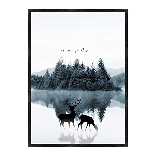 Toile imprimée de Noël grand format 60x90cm - Décoration murale cerf - 2