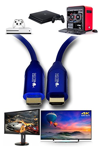 4K Ultra Hd Hdmi Cable Supports 2160P, 4K@60Hz, Hdr, Arc With Cable Management Strap Compatible With Xbox Series S, Xbox One, Ps5, Pc, Hdtv, Blu-Ray (3 Feet, Blue) #TOP3