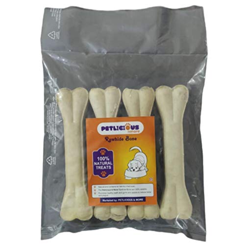 Image of Petlicious & More Rawhide Bones for Dogs 8 Inch 1 Kg Pack Pressed Bones,Puppy