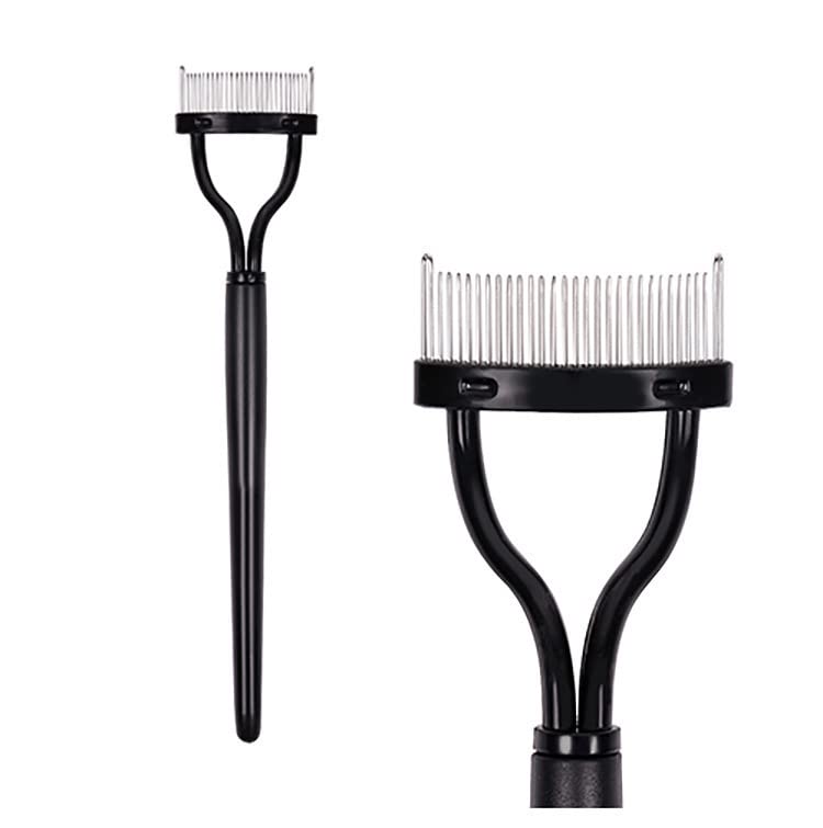 Eyelash Comb Eyelash Separator Mascara Applicator Eyelash Definer With Comb Cover Arc Designed Cosmetic Brushes Tool (Black）