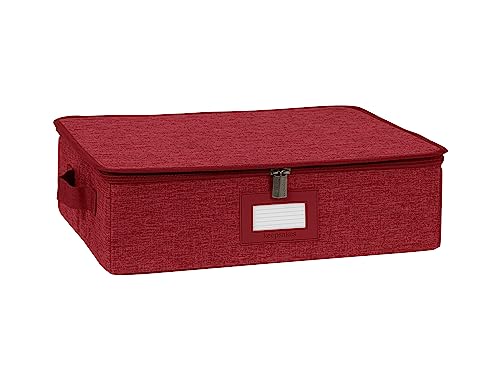 Covermates Keepsakes China Cups and Coffee Mugs Storage Box – Stackable, Reinforced Handles, China Storage-Red Heather