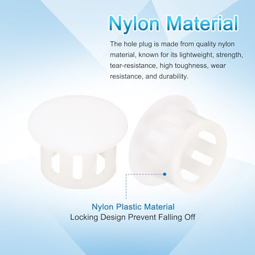Image of uxcell 100pcs Nylon Plastic Hole Plugs, 1 /2 inch (13mm) Round Drill Screw Hole Plugs Covers, White