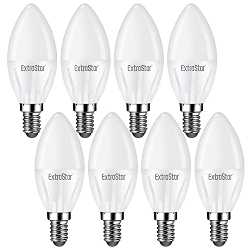 EXTRASTAR Bombilla LED E14 Vela, 5W Equivalente a 40W, 400lm, Luz Blanca Fría 6500K, No regulable …