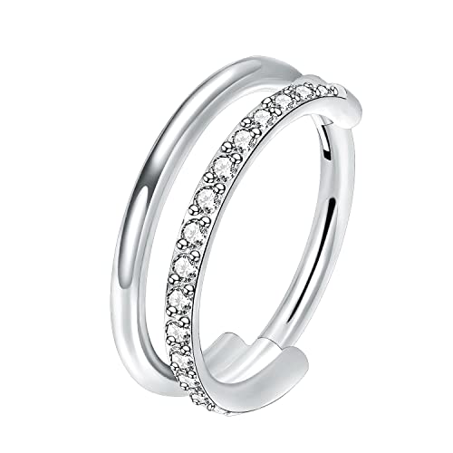 VOJO G23 Titanium 16G Cartilage Septum Hoop Piercing Jewelry Double Row Plated CZ Beads Conch Nose Rings Tragus for Women Men