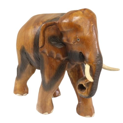 Oriental Galerie Figur Elefanten Elefant Holz Stulptur Deko Tierfigur Afrika Handarbeit Dekoration Massiv Braun Klein